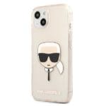 Karl Lagerfeld KLHCP13MKHTUGLGO Gold Glitter Karl`s Head Kryt iPhone 13