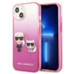 Karl Lagerfeld KLHCP13MTGKCP Pink Gradient Ikonik Karl & Choupette Kryt iPhone 13