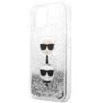 Karl Lagerfeld KLHCP13SKICGLS Silver Liquid Glitter Karl&Choupette Head Kryt iPhone 13 Mini