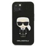 Karl Lagerfeld KLHCP13SOKPK Black Saffiano Ikonik Karl`s Patch Kryt iPhone 13 Mini