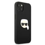 Karl Lagerfeld KLHCP13SPKMK Black Leather Ikonik Karl`s Head Metal Kryt iPhone 13 Mini