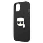 Karl Lagerfeld KLHCP13SPKMK Black Leather Ikonik Karl`s Head Metal Kryt iPhone 13 Mini