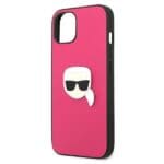 Karl Lagerfeld KLHCP13SPKMP Pink Leather Ikonik Karl`s Head Metal Kryt iPhone 13 Mini