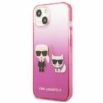 Karl Lagerfeld KLHCP13STGKCP Pink Gradient Ikonik Karl & Choupette Kryt iPhone 13 Mini