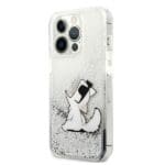 Karl Lagerfeld KLHCP13XGCFS Silver Liquid Glitter Choupette Fun Kryt iPhone 13 Pro Max