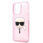 Karl Lagerfeld KLHCP13XKHTUGLP Pink Glitter Karl`s Head Kryt iPhone 13 Pro Max