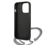 Karl Lagerfeld KLHCP13XPMK Black Leather Textured And Chain Kryt iPhone 13 Pro Max