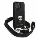 Karl Lagerfeld KLHCP13XSAIPCK Black Saffiano Metal Ikonik Kryt iPhone 13 Pro Max