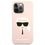 Karl Lagerfeld KLHCP13XSLKHLP Light Pink Silicone Karl`s Head Kryt iPhone 13 Pro Max