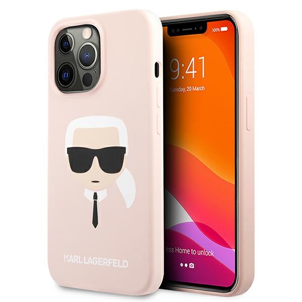 Karl Lagerfeld KLHCP13XSLKHLP Light Pink Silicone Karl`s Head Kryt iPhone 13 Pro Max