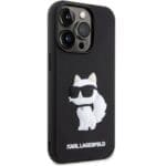 Karl Lagerfeld KLHCP14L3DRKHNK Black Hardcase Rubber Choupette 3D Kryt iPhone 14 Pro