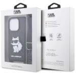 Karl Lagerfeld KLHCP14LCSAKHPCK Hardcase Black Crossbody Saffiano Monogram Choupette Kryt iPhone 14 Pro