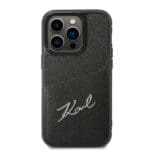 Karl Lagerfeld KLHCP14LCSSK Black Signature Logo Cardslot Kryt iPhone 14 Pro