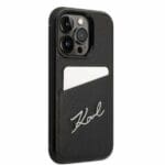 Karl Lagerfeld KLHCP14LCSSK Black Signature Logo Cardslot Kryt iPhone 14 Pro