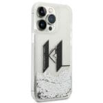 Karl Lagerfeld KLHCP14LLBKLCS Silver Hardcase Liquid Glitter Big KL Kryt iPhone 14 Pro