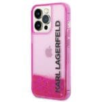 Karl Lagerfeld KLHCP14LLCKVF Pink Liquid Glitter Elong Kryt iPhone 14 Pro
