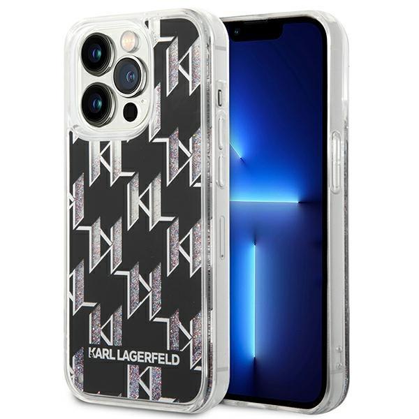 Karl Lagerfeld KLHCP14LLMNMK Black Liquid Glitter Monogram Kryt iPhone 14 Pro