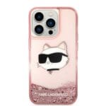 Karl Lagerfeld KLHCP14LLNCHCP Pink Glitter Choupette Head Kryt iPhone 14 Pro