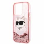 Karl Lagerfeld KLHCP14LLNCHCP Pink Glitter Choupette Head Kryt iPhone 14 Pro