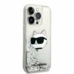 Karl Lagerfeld KLHCP14LLNCHCS Silver Glitter Choupette Head Kryt iPhone 14 Pro