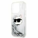 Karl Lagerfeld KLHCP14LLNCHCS Silver Glitter Choupette Head Kryt iPhone 14 Pro
