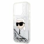Karl Lagerfeld KLHCP14LLNKHCH Silver Glitter Karl Head Kryt iPhone 14 Pro