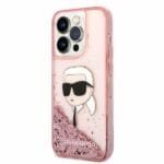 Karl Lagerfeld KLHCP14LLNKHCP Pink Glitter NFT Karl Head Kryt iPhone 14 Pro