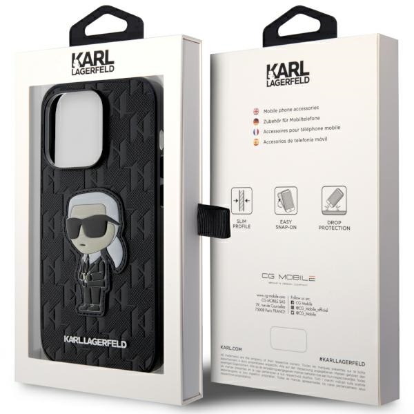 Karl Lagerfeld KLHCP14LSAKHPKK Black Saffiano Monogram Ikonik Kryt iPhone 14 Pro