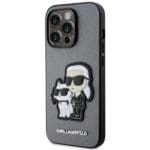 Karl Lagerfeld KLHCP14LSANKCPG Hardcase Silver Saffiano Karl & Choupette Kryt iPhone 14 Pro