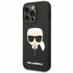 Karl Lagerfeld KLHCP14LSLKHBK Black Silicone Karl`s Head Kryt iPhone 14 Pro