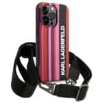 Karl Lagerfeld KLHCP14LSTSTP Pink Color Stripes Strap Kryt iPhone 14 Pro