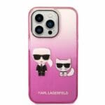 Karl Lagerfeld KLHCP14LTGKCP Pink Gradient Ikonik Karl & Choupette Kryt iPhone 14 Pro