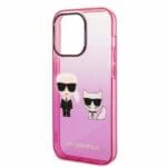 Karl Lagerfeld KLHCP14LTGKCP Pink Gradient Ikonik Karl & Choupette Kryt iPhone 14 Pro