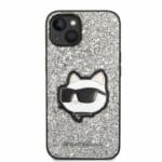 Karl Lagerfeld KLHCP14MG2CPS Silver Glitter Choupette Patch Kryt iPhone 14 Plus