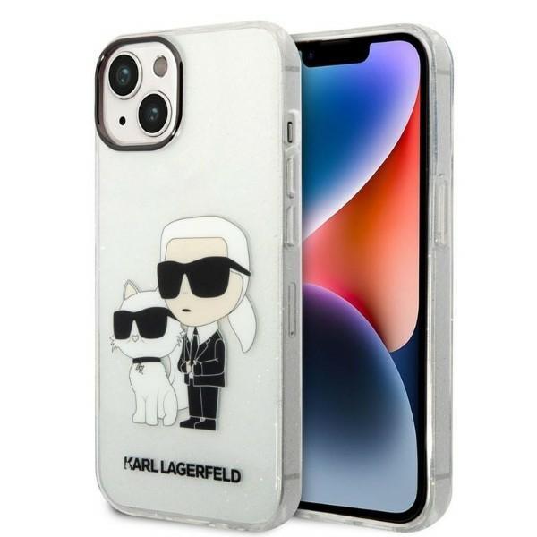 Karl Lagerfeld KLHCP14MHNKCTGT Transparent IML GLIT NFT Karl&Choupette Kryt iPhone 14 Plus