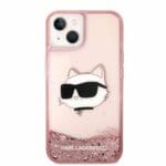 Karl Lagerfeld KLHCP14MLNCHCP Pink Glitter Choupette Head Kryt iPhone 14 Plus