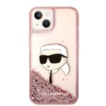 Karl Lagerfeld KLHCP14MLNKHCP Pink Glitter Karl Head Kryt iPhone 14 Plus