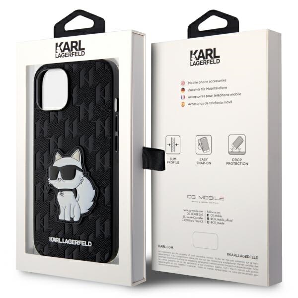 Karl Lagerfeld KLHCP14MSAKHPCK Black Saffiano Monogram Choupette Kryt iPhone 14 Plus