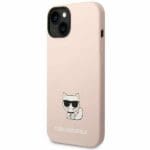 Karl Lagerfeld KLHCP14MSLCTPI Light Pink Silicone Choupette Body Kryt iPhone 14 Plus