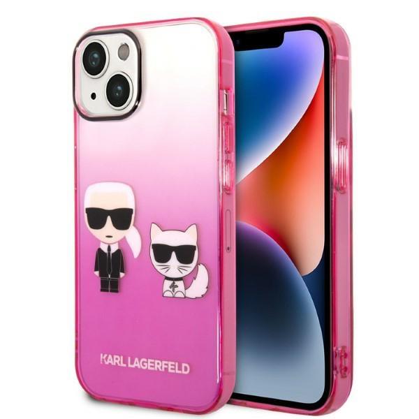 Karl Lagerfeld KLHCP14MTGKCP Pink Gradient Ikonik Karl & Choupette Kryt iPhone 14 Plus