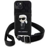Karl Lagerfeld KLHCP14SCSAKHPKK Hardcase Black Crossbody Saffiano Monogram Ikonik Kryt iPhone 14