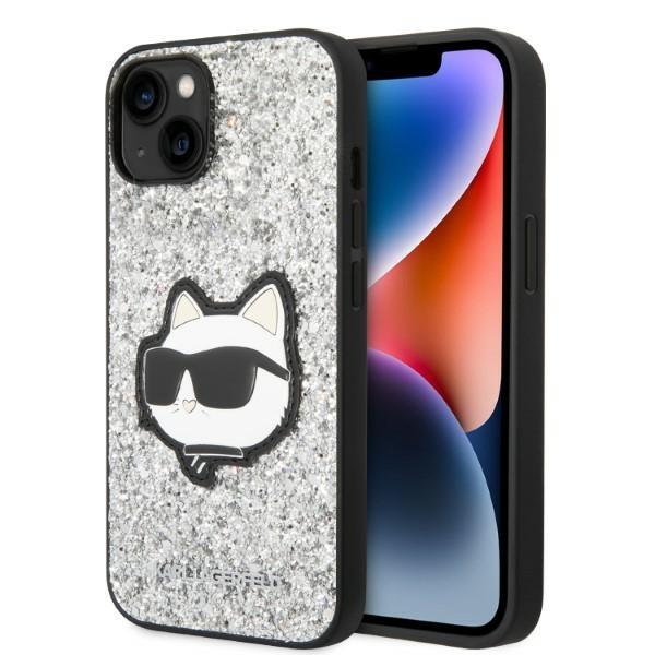 Karl Lagerfeld KLHCP14SG2CPS Silver Glitter Choupette Patch Kryt iPhone 14