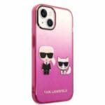 Karl Lagerfeld KLHCP14STGKCP Pink Gradient Ikonik Karl & Choupette Kryt iPhone 14