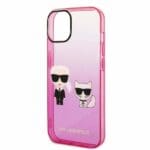 Karl Lagerfeld KLHCP14STGKCP Pink Gradient Ikonik Karl & Choupette Kryt iPhone 14