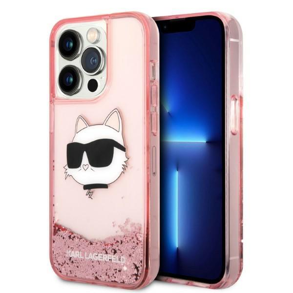 Karl Lagerfeld KLHCP14XLNCHCP Pink Glitter Choupette Head Kryt iPhone 14 Pro Max