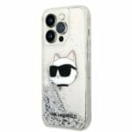 Karl Lagerfeld KLHCP14XLNCHCS Silver Glitter Choupette Head Kryt iPhone 14 Pro Max