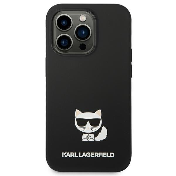 Karl Lagerfeld KLHCP14XSLCTBK Black Silicone Choupette Body Kryt iPhone 14 Pro Max