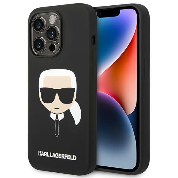 Karl Lagerfeld KLHCP14XSLKHBK Black Silicone Karl`s Head Kryt iPhone 14 Pro Max