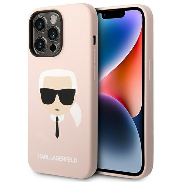 Karl Lagerfeld KLHCP14XSLKHLP Pink Silicone Karl`s Head Kryt iPhone 14 Pro Max