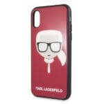 Karl Lagerfeld KLHCPXDLHRE Red Iconic Glitter Karl`s Head Kryt iPhone XS/X